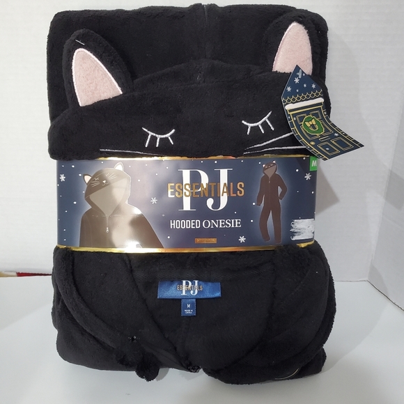 Furry Black CAT Hooded Zip Pajama Size L or XL NEW in Package Adult ONESIE - Picture 4 of 12